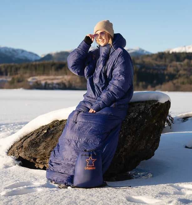 Woman taking a break in snowy nature
